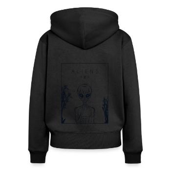 Aliens Chinese Hanzi Alien UFO - Women's Premium Organic Zip Hoodie - black - Back - Julia (174cm)