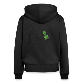 Michelangelo Creation of Adam Conspiracy Ufo Alien - Women's Premium Organic Zip Hoodie - black - Back - Julia (174cm)