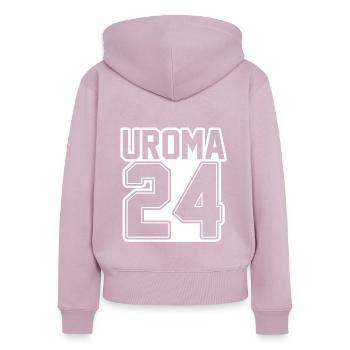 Urgroßmutter 2024 Uroma - Frauen Premium Bio Zip Hoodie - Altrosa - Hinten - Julia (174cm)
