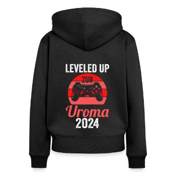 Urgroßmutter 2024 Uroma - Frauen Premium Bio Zip Hoodie - Schwarz - Hinten - Julia (174cm)