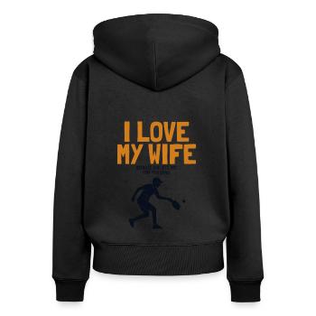 J’aime ma femme Pickleball Pickleballfan Pickleball - Sweat à capuche zippé Premium bio Femme - noir - Dos - Julia (174cm)