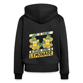 La vie est courte boire plus de limonade limonade - Sweat à capuche zippé Premium bio Femme - noir - Dos - Julia (174cm)