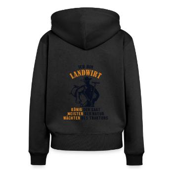 Landwirt König Meister Wächter Landwirtschaft - Frauen Premium Bio Zip Hoodie - Schwarz - Hinten - Julia (174cm)