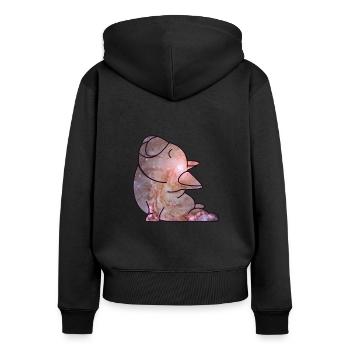 Chien de yoga Wauwau mâle à quatre pattes - Sweat à capuche zippé Premium bio Femme - noir - Dos - Julia (174cm)