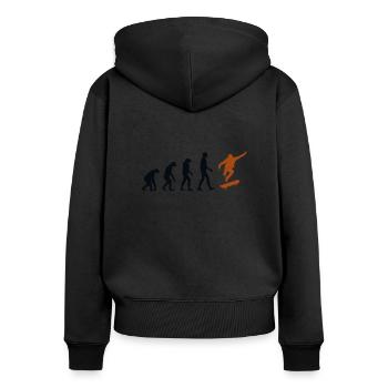 Skateboard Evolution Skatepark Skatergirl Skater - Frauen Premium Bio Zip Hoodie - Schwarz - Hinten - Julia (174cm)