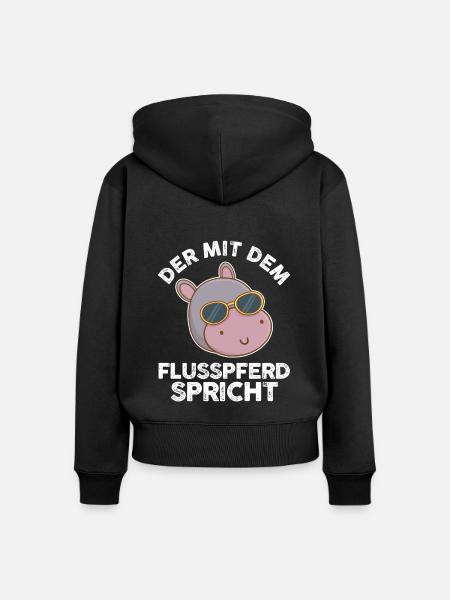 Nilpferd Flusspferd - Frauen Premium Bio Zip Hoodie - Schwarz