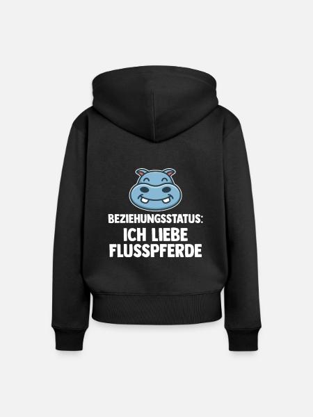 Nilpferd Flusspferd - Frauen Premium Bio Zip Hoodie - Schwarz