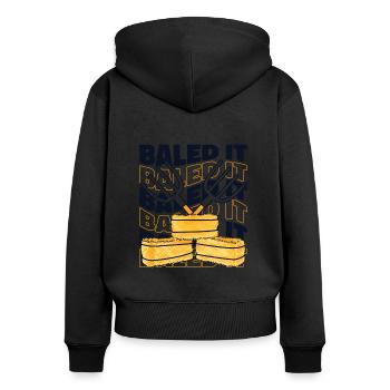 Baled It Landwirtschaft Biobauer Bauer - Frauen Premium Bio Zip Hoodie - Schwarz - Hinten - Julia (174cm)
