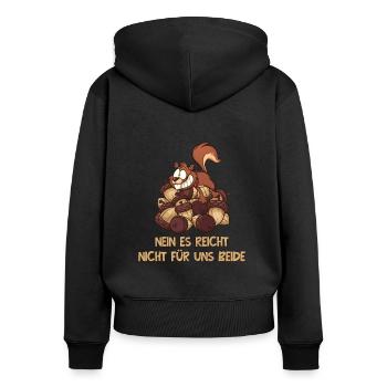 Nein Es Reicht Nicht Für Uns Beide Squirrel - Frauen Premium Bio Zip Hoodie - Schwarz - Hinten - Julia (174cm)