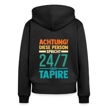 Tapir - Frauen Premium Bio Zip Hoodie - Schwarz - Hinten - Julia (174cm)