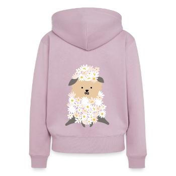 Fleurs Fleurs De Mouton Troupeau De Laine De Mouton - Sweat à capuche zippé Premium bio Femme - rose poudré - Dos - Julia (174cm)