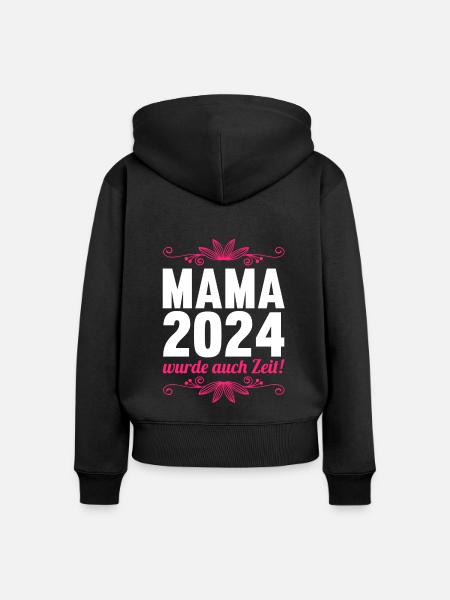 Werdende Mama 2024 - Frauen Premium Bio Zip Hoodie - Schwarz