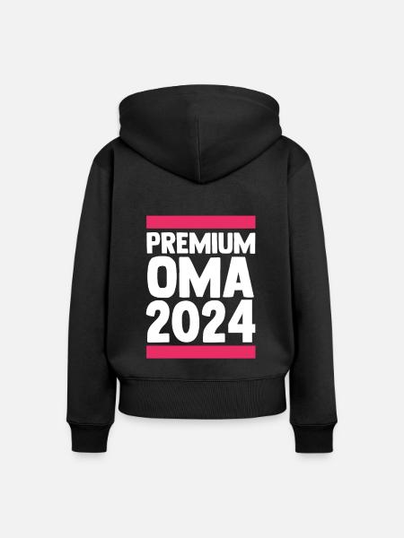 Werdende Oma 2024 - Frauen Premium Bio Zip Hoodie - Schwarz