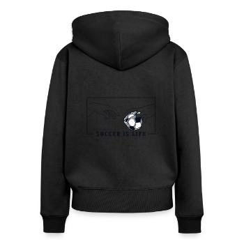 Michelangelo Creation of Adam Soccer Fußballprofi - Frauen Premium Bio Zip Hoodie - Schwarz - Hinten - Julia (174cm)