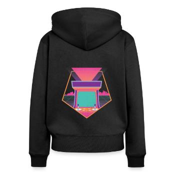 80s Retrogaming Arcade Machine Retro - Women's Premium Organic Zip Hoodie - black - Back - Julia (174cm)