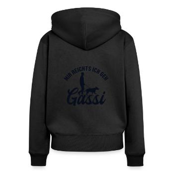 Mir reichts ich geh Gassi Rüde Vierbeiner Wauwau - Frauen Premium Bio Zip Hoodie - Schwarz - Hinten - Julia (174cm)