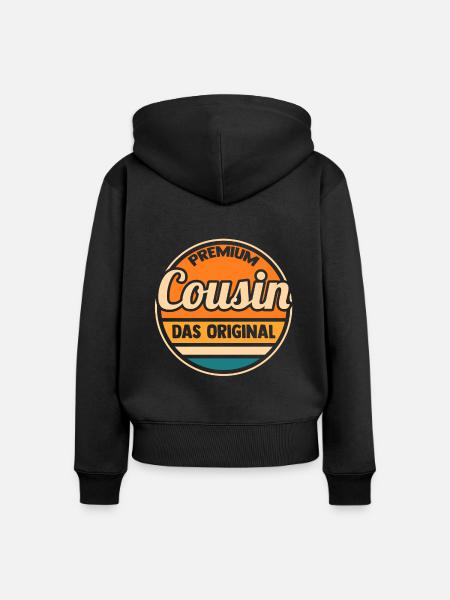 Cousins Cousin - Frauen Premium Bio Zip Hoodie - Schwarz