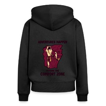 Adventures Outside the Comfort Zone Speedklettern - Frauen Premium Bio Zip Hoodie - Schwarz - Hinten - Julia (174cm)