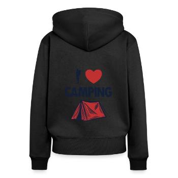 I love Camping Glamping Campingplatz Zelten - Frauen Premium Bio Zip Hoodie - Schwarz - Hinten - Julia (174cm)