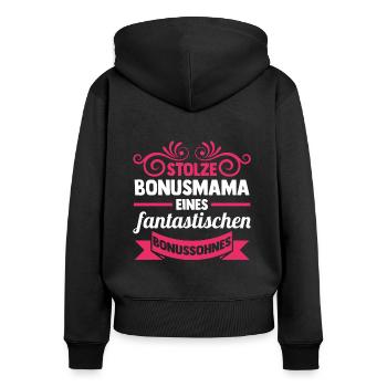 Stiefmutter Stiefmama Bonusmama - Frauen Premium Bio Zip Hoodie - Schwarz - Hinten - Julia (174cm)