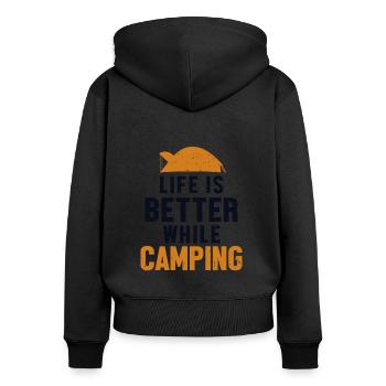 La vie est meilleure en camping Tentes de camping - Sweat à capuche zippé Premium bio Femme - noir - Dos - Julia (174cm)