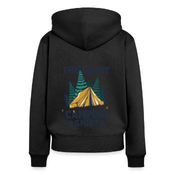 C’est mon camping de glamping de vêtements de camping - Sweat à capuche zippé Premium bio Femme - noir - Dos - Julia (174cm)
