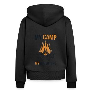 Mon Camp My Adventure Tentes Glamping Camping - Sweat à capuche zippé Premium bio Femme - noir - Dos - Julia (174cm)