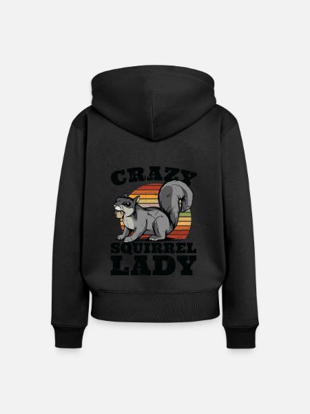 Crazy Squirrel Lady Squirrel Fuchshörnchen - Frauen Premium Bio Zip Hoodie - Schwarz