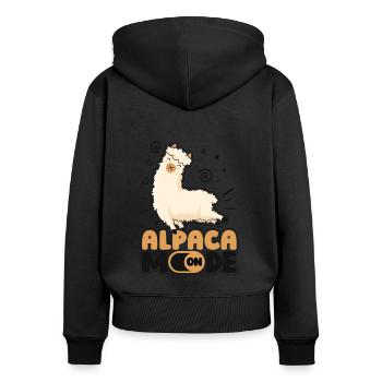 Mode Alpaga Sur Lama Pako Huacaya Éleveur d’alpaga - Sweat à capuche zippé Premium bio Femme - noir - Dos - Julia (174cm)