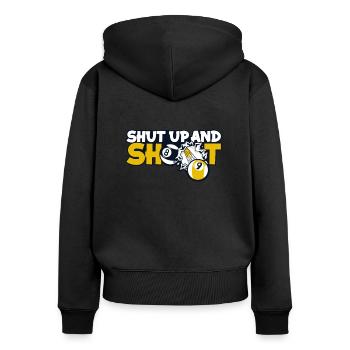 Shut Up And Shoot Billiards Snooker Billardtisch - Frauen Premium Bio Zip Hoodie - Schwarz - Hinten - Julia (174cm)
