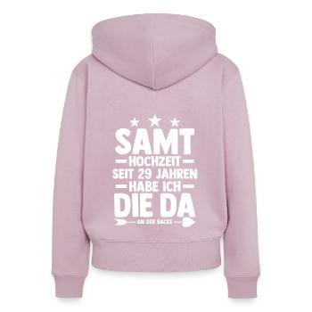 Ehe Samthochzeit 29 Jahre Verheiratet Hochzeitstag - Frauen Premium Bio Zip Hoodie - Altrosa - Hinten - Julia (174cm)