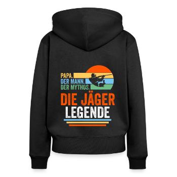 Papa Vater Hasenjäger Hasenjagd Kaninchenjagd Jäge - Frauen Premium Bio Zip Hoodie - Schwarz - Hinten - Julia (174cm)