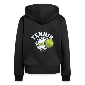 Tennis Professional Lover Player Trainer Tennis - Frauen Premium Bio Zip Hoodie - Schwarz - Hinten - Julia (174cm)