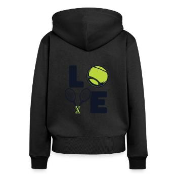Love Tennis Coach Joueur de tennis Raquette de tennis - Sweat à capuche zippé Premium bio Femme - noir - Dos - Julia (174cm)