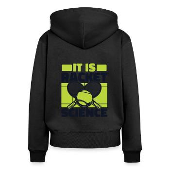 It Is Racket Science Tennisspieler Tennisschläger - Frauen Premium Bio Zip Hoodie - Schwarz - Hinten - Julia (174cm)
