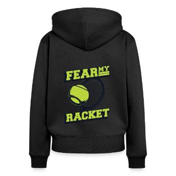 Fear My Racket Joueur de tennis Raquette de tennis Tennis - Sweat à capuche zippé Premium bio Femme - noir - Dos - Julia (174cm)