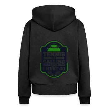 Le tennis m’appelle et je dois y aller Coach de tennis - Sweat à capuche zippé Premium bio Femme - noir - Dos - Julia (174cm)