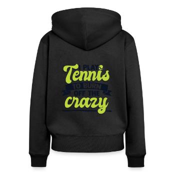 Je joue au tennis pour brûler la folie - Sweat à capuche zippé Premium bio Femme - noir - Dos - Julia (174cm)