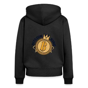 Bitcoin King Kryptowährung Blockchain Crypto - Frauen Premium Bio Zip Hoodie - Schwarz - Hinten - Julia (174cm)