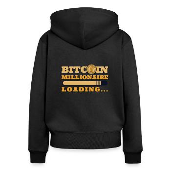 Bitcoin Millionaire Loading Blockchain Crypto - Frauen Premium Bio Zip Hoodie - Schwarz - Hinten - Julia (174cm)