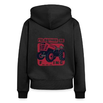 I'd rather be farming organic farmer farmer - Women's Premium Organic Zip Hoodie - black - Back - Julia (174cm)