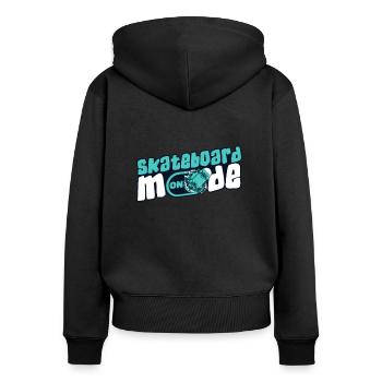 Skateboard Mode On Skatergirl Skaterboy Skatepark - Frauen Premium Bio Zip Hoodie - Schwarz - Hinten - Julia (174cm)
