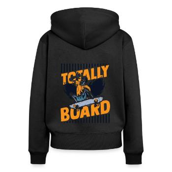 Totally Board Skatergirl Skaterboy Skatepark - Frauen Premium Bio Zip Hoodie - Schwarz - Hinten - Julia (174cm)