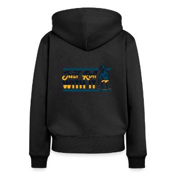 Just Roll With It Skatepark Skatergirl Skaterboy - Frauen Premium Bio Zip Hoodie - Schwarz - Hinten - Julia (174cm)