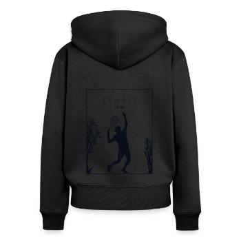 Tennis Chinese Hanzi Tennisschläger Tennistrainer - Frauen Premium Bio Zip Hoodie - Schwarz - Hinten - Julia (174cm)