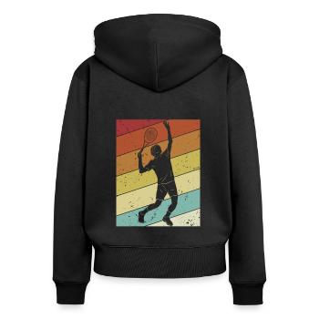 Retro Tennis Racket Tennis Coach Tennis Player - Women's Premium Organic Zip Hoodie - black - Back - Julia (174cm)