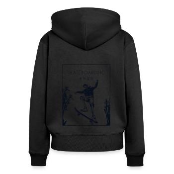 Skateboarding Chinese Hanzi Skatepark Skatergirl - Frauen Premium Bio Zip Hoodie - Schwarz - Hinten - Julia (174cm)