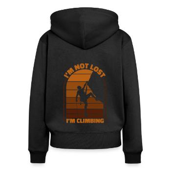 I'm Not Lost I'm Climbing Speedklettern Kraxler - Frauen Premium Bio Zip Hoodie - Schwarz - Hinten - Julia (174cm)