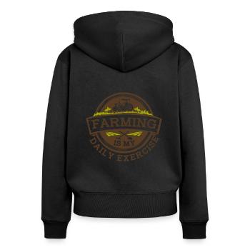 Farming Is My Daily Exercise Biobauer Bauer - Women's Premium Organic Zip Hoodie - black - Back - Julia (174cm)