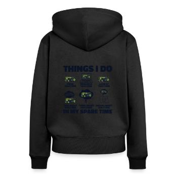 Things I Do In My Spare Time Farmer Farming - Women's Premium Organic Zip Hoodie - black - Back - Julia (174cm)